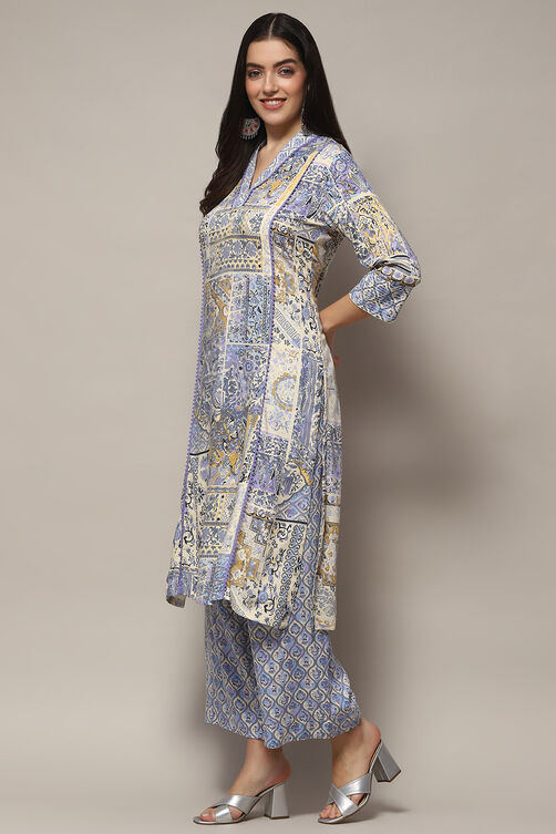 Blue Viscose Straight Kurta Set image number 3