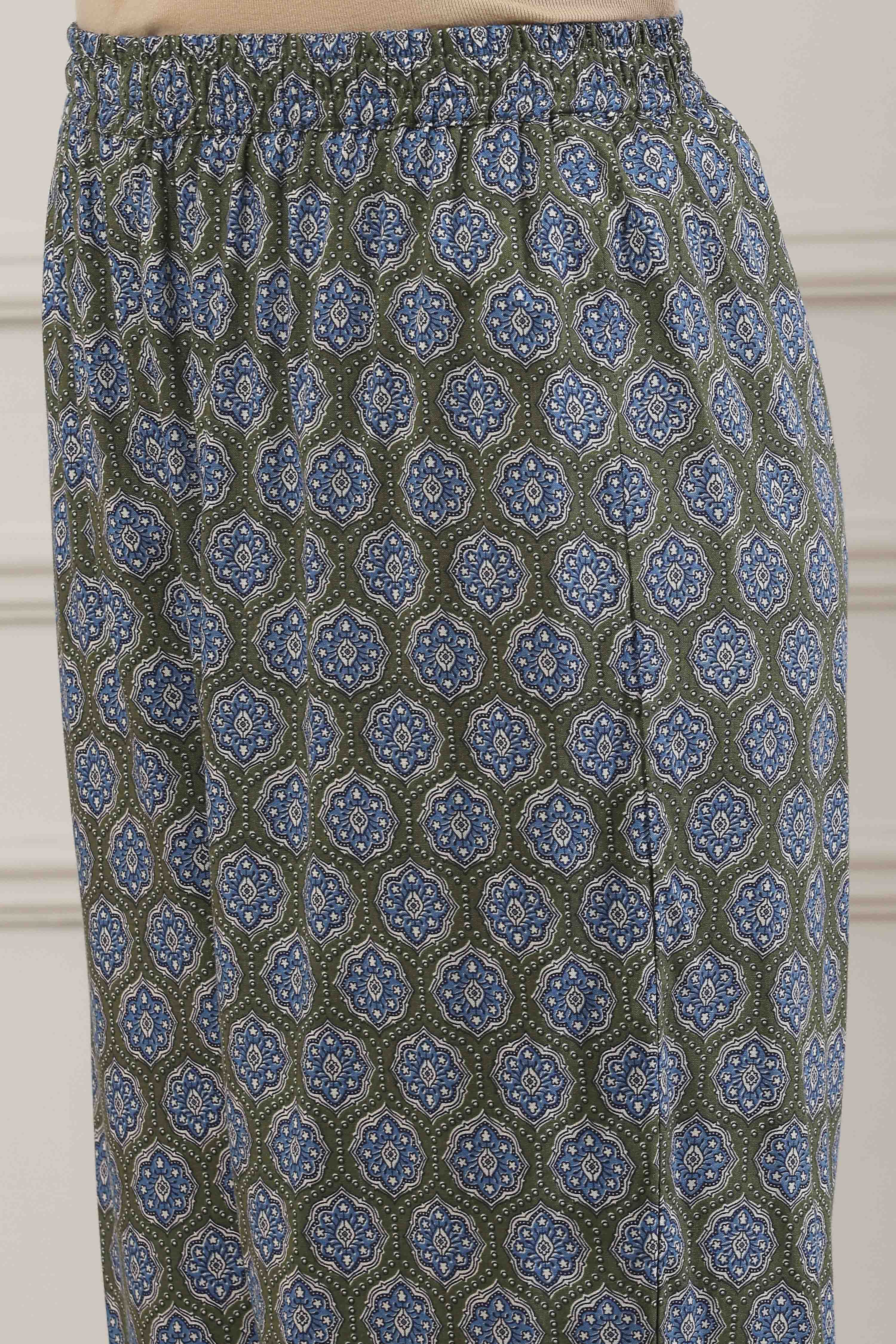 Blue Viscose Rayon Straight Kurta Palazzo Set image number 2
