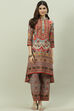 Beige Art Silk Asymmetric Co-ord Set Kurta Palazzo Suit Set image number 0