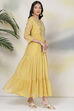 Mustard Poly Cotton Fusion Dress image number 4