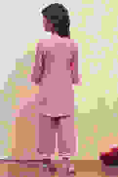 Pink Cotton Solid Straight Suit Set image number 4