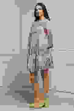 Blue Polyester Tiered Dress image number 2