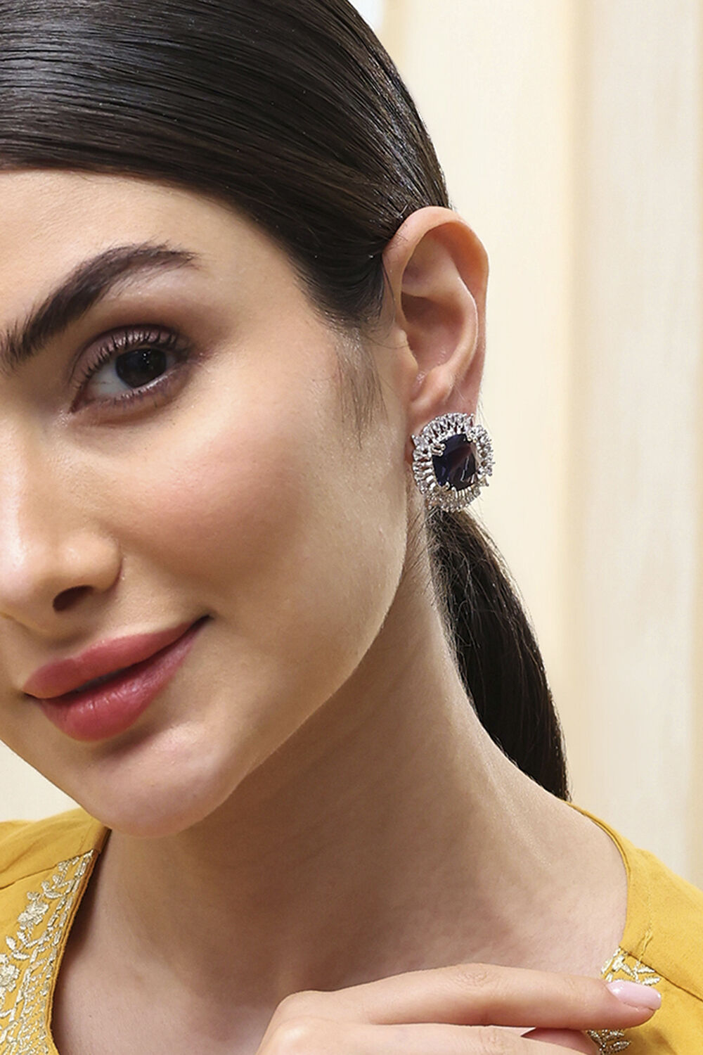 Purple Silver-Plated Circular Studs image number 1