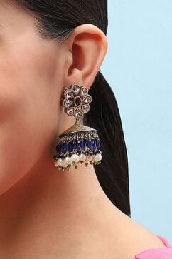 Navy Blue Brass earrings image number 3
