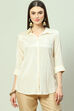 Beige Art Silk Straight Printed Shirt