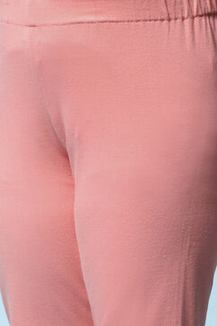 Peach Viscose Flared Kurta Legging Suit Set image number 2