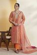 Orange Polyester Straight Printed Suit Set image number 0