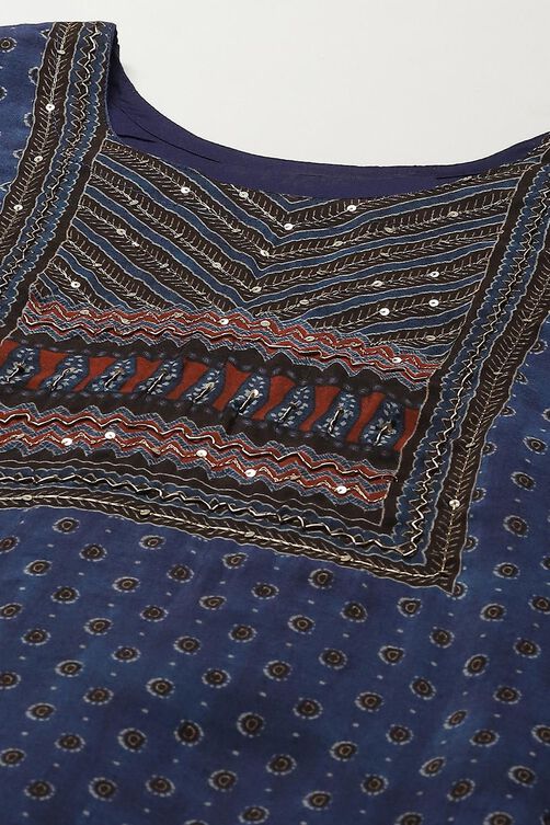 Blue Modal Digital Print Unstitched Suit Set image number 2