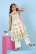 Neutral Cotton Printed Anarkali Suit Set