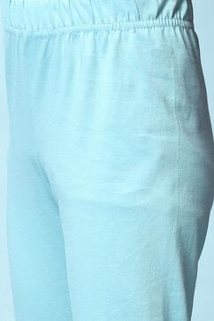 Powder Blue Cotton Asymmetric Kurta Churidar Suit Set image number 2