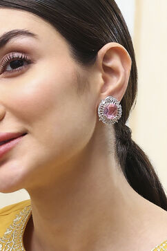 Light Pink Silver-Plated Circular Studs image number 1