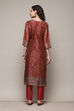 Maroon Chanderi Unstitched Suit Set image number 5