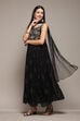 Black Polyester Flared Solid Dress image number 6