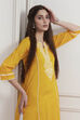 Yellow Cotton Solid Straight Kurta image number 5