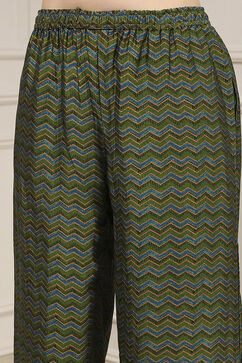 Green Viscose Kalidar Printed Suit Set image number 5