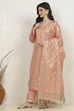 Peach Art Silk Woven Unstitched Suit Set image number 4