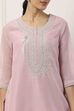 Pink Poly Chanderi Embroidered Straight Suit Set image number 1