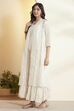 Off-White Cotton Embroidered Silk Fusion Set image number 4