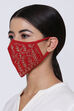 Red Cotton Flax Embroidered Face Mask image number 1