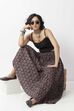 Black Cotton Printed Skirt