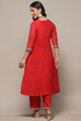 Red Polyester Kalidar Suit Set image number 5