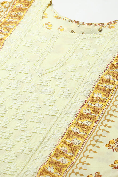 Yellow Cotton Handloom Unstitched Suit Set