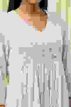 Off-White Cotton Embroidered Gathered Suit Set image number 1