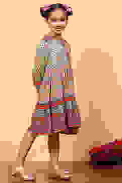 Green Printed Flared Tiered Dress image number 2