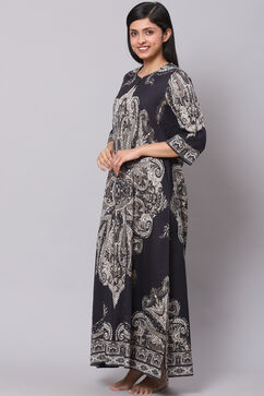 Black Straight Cotton Printed Sleepwear image number 3