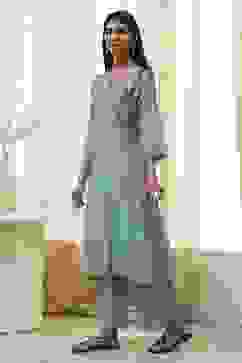 Blue Floral Straight Kurta Set image number 3