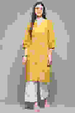 Lime Rayon Straight Kurta image number 0