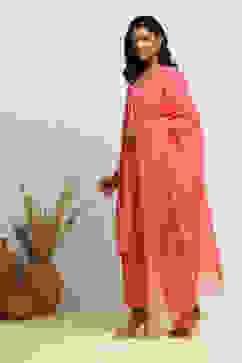 Light Pink Solid Festive Straight Suit Set image number 3