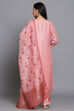 Pink Unstitched dress material Suit Set image number 4