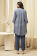 Grey & Pink Art Silk Straight Kurta Pant Suit Set image number 4