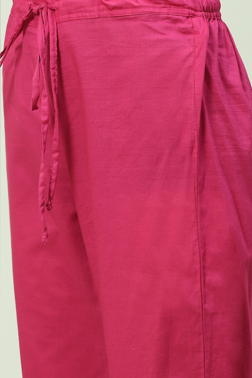 Magenta Floral Foil Printed Straight Suit Set image number 2