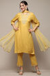 Yellow Nylon Narrow Kurta Pant Suit Set