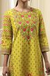 Green Cotton Printed Straight Kurta image number 1