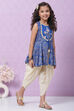 Blue Viscose Flared Kurta Dhoti Salwar Suit Set image number 2