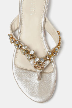 Gold Toned Open Toed Flats image number 1