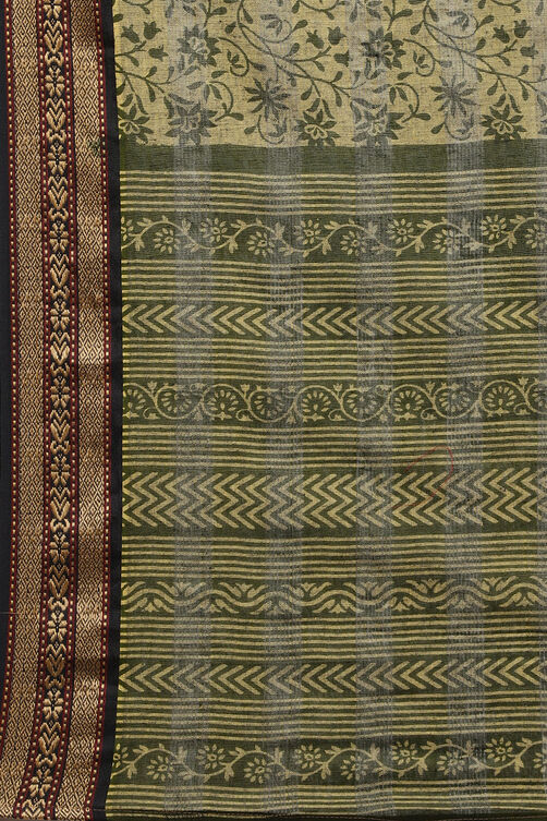 Olive Cotton Woven Unstitched Suit Set image number 3