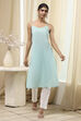 Aqua Embroidered Gathered Kurta image number 6