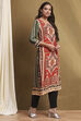 Rust and Green Hand-Block Printed Straight Kurta image number 4