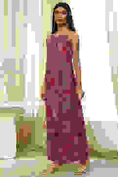 Magenta Pure Cotton Printed Straight Kurta Set image number 3