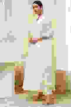 Off-White Cotton Embellished Anarkali Suit Set image number 3