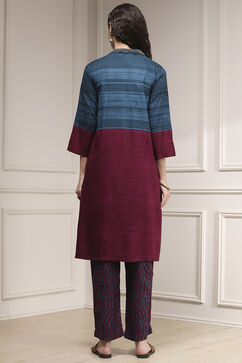 Teal Viscose Rayon Straight Printed Kurta Pants Set image number 4