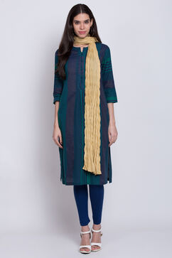 Beige Cotton Solid Dupatta image number 1