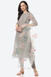 Grey Upada Silk Easy Stitch Suit Set image number 7