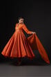 Rohit Bal Orange Cotton Silk Anarkali Printed Suit Set