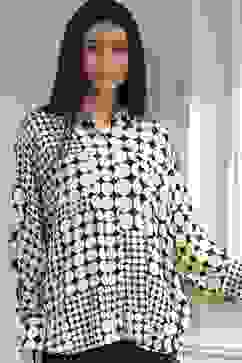 Ivory Viscose Asymmetric Printed Top image number 1