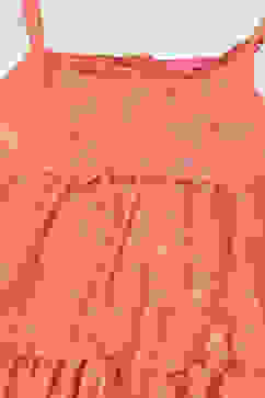 Orange Art Silk Tiered Printed Kurta image number 1